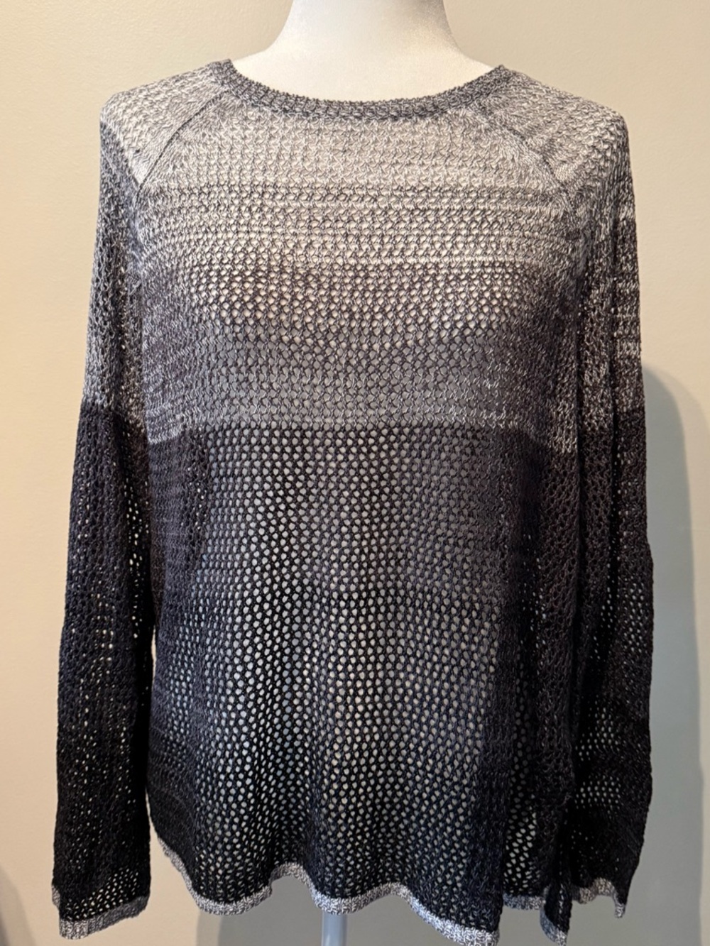 Kenneth Cole Open-Knit Sweater - Ombré Gray/Black